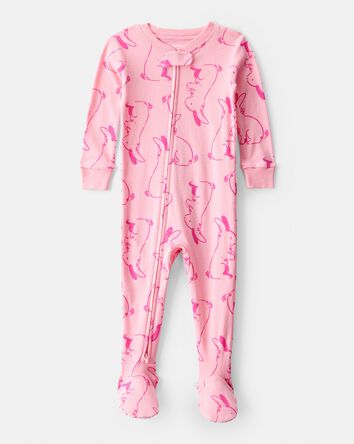 Toddler Girl Bunny 100% Cotton Snug Fit 1-Piece Pyjamas - Pink, 