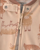 Baby Boy 1-Piece Cow 2-Way Zip DreamPlush Snug Fit Footed Pyjama - Brown, image 3 of 5 slides