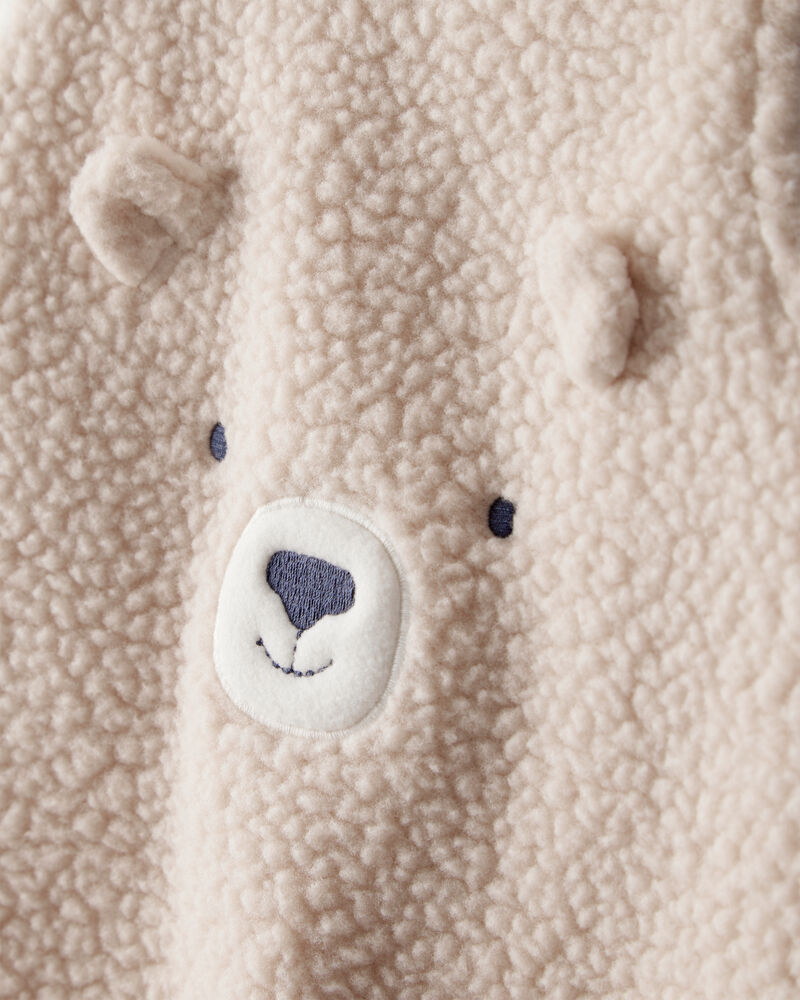 Baby Boy 2-Piece Bear Sherpa Long-Sleeve Overall Set - Brown, image 6 of 7 slides