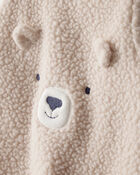 Baby Boy 2-Piece Bear Sherpa Long-Sleeve Overall Set - Brown, image 6 of 7 slides