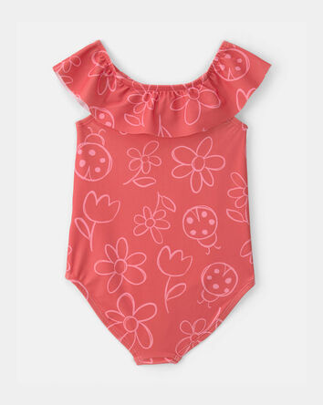 Toddler Girl  Girl Floral 1-Piece Swimsuit - Red, 