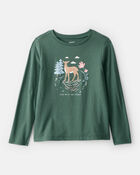 Girls Deer Long-Sleeve Graphic Tee - Green, image 1 of 3 slides