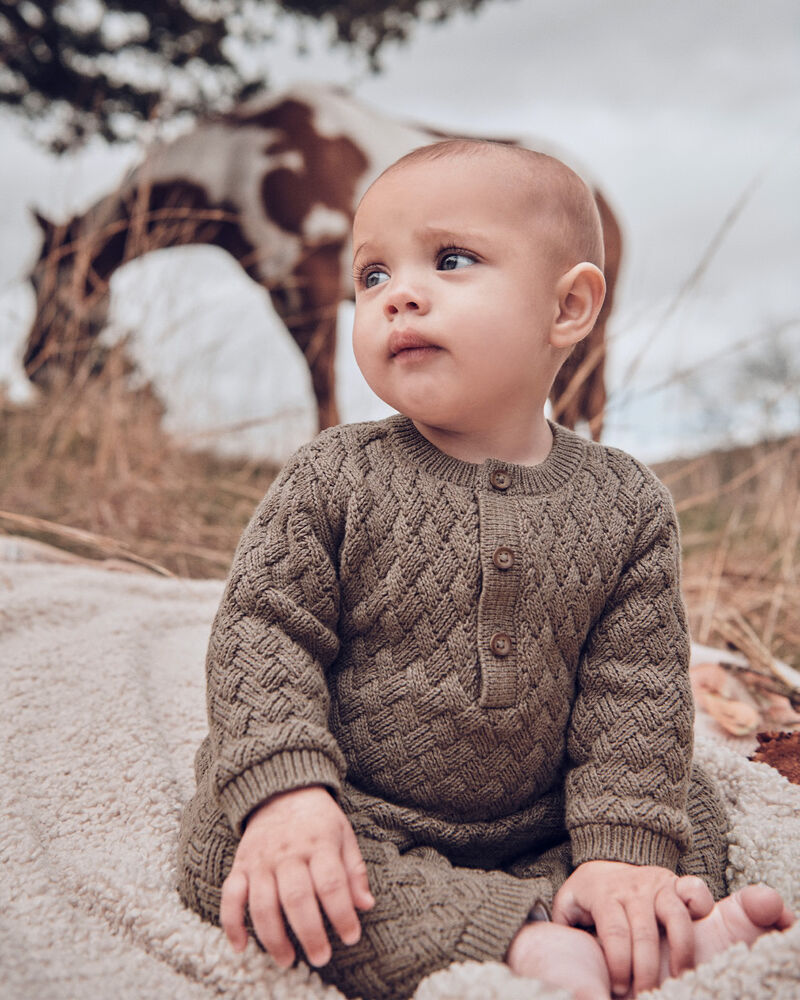 Baby Organic Cotton Sweater Knit Jumpsuit, image 4 of 5 slides