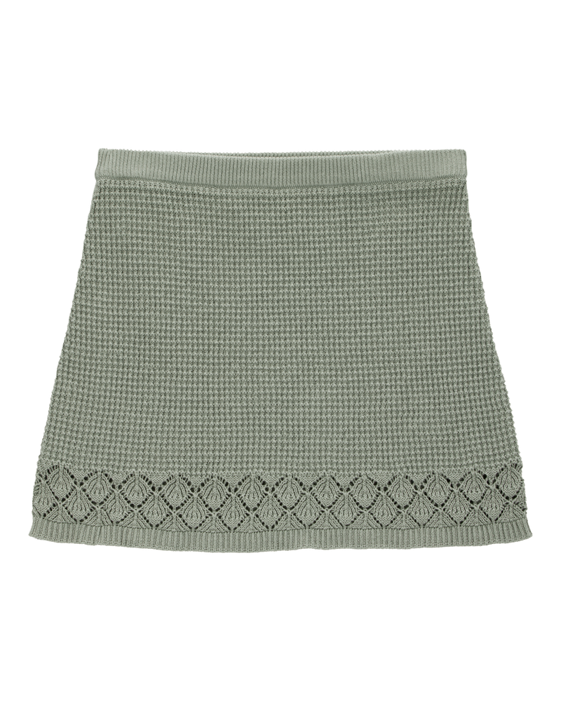 Kid Pointelle Crotchet Knit Skirt - Green, image 1 of 4 slides
