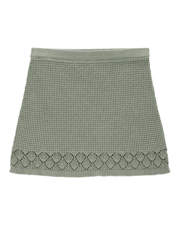 Enfant Jupe en tricot à motifs ajourés au crochet - Vert, 