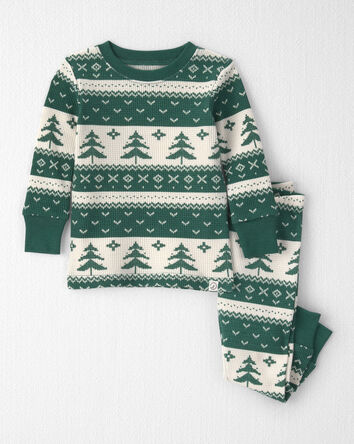 Baby 2-Piece Fair Isle Waffle Knit Pyjamas Made with Organic Cotton, 