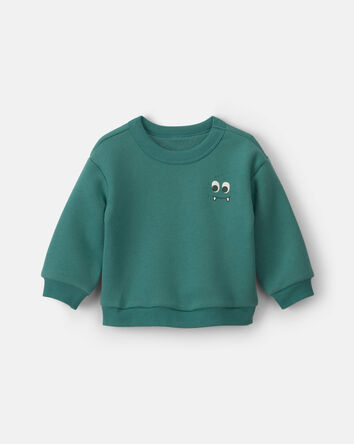 Baby Boy Cozy Monster Fleece Pullover Sweatshirt - Green, 