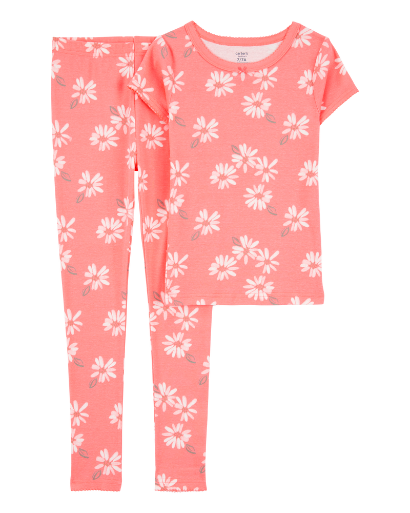 Girls 2-Piece Floral Print 100% Snug Fit Cotton Pyjamas, image 1 of 3 slides