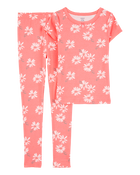 Girls 2-Piece Floral Print 100% Snug Fit Cotton Pyjamas, image 1 of 3 slides