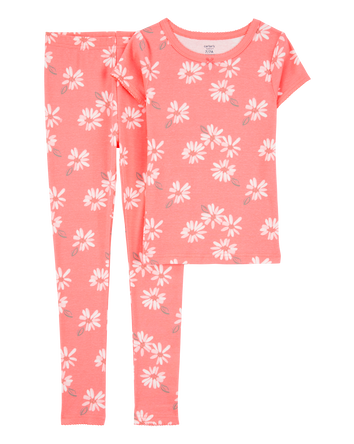 Girls 2-Piece Floral Print 100% Snug Fit Cotton Pyjamas, 