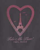 Filles - T-shirt manches longues &agrave; imprim&eacute; c&oelig;ur et Paris - Noir , image 2 sur 2 diapositives