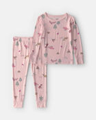Toddler Girl 2-Piece Woodland PurelySoft&trade; Snug Fit Pyjama Set - Pink, image 1 of 6 slides