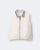 Toddler Quilted Zip-Up Collard Vest - Cream, image 6 of 7 slides