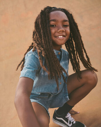 Gar&ccedil;ons - Short en denim teint sur n&oelig;uds - D&eacute;lav&eacute; moyen, 