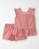 Girls 2-Piece Top & Short Set Made with Organic Cotton, image 1 of 6 slides