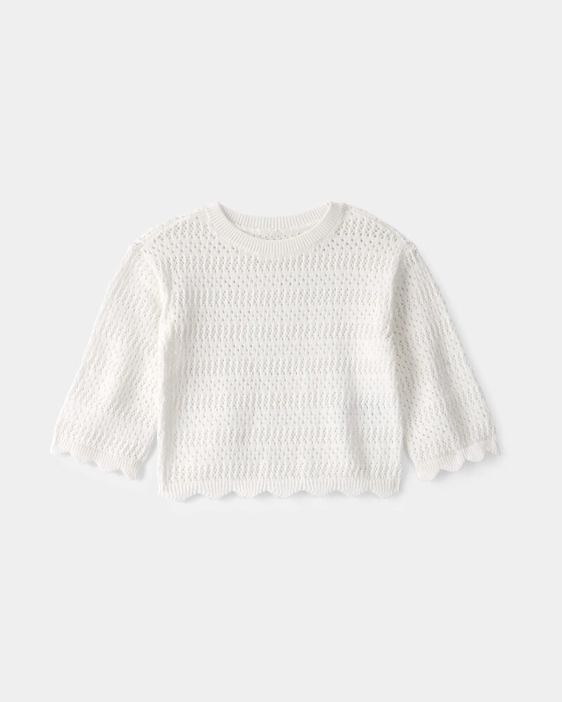 Baby Girl Scalloped Sweater - Ivory, image 1 of 3 slides