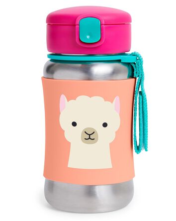 Zoo Stainless Steel Little Kid Straw Bottle, 