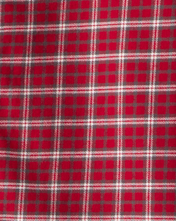 Garçons - Chemise à manches longues en coton à carreaux - Rouge, 