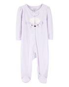 Baby Girl Lamb 2-Way Zipper Cotton Sleeper, image 1 of 3 slides
