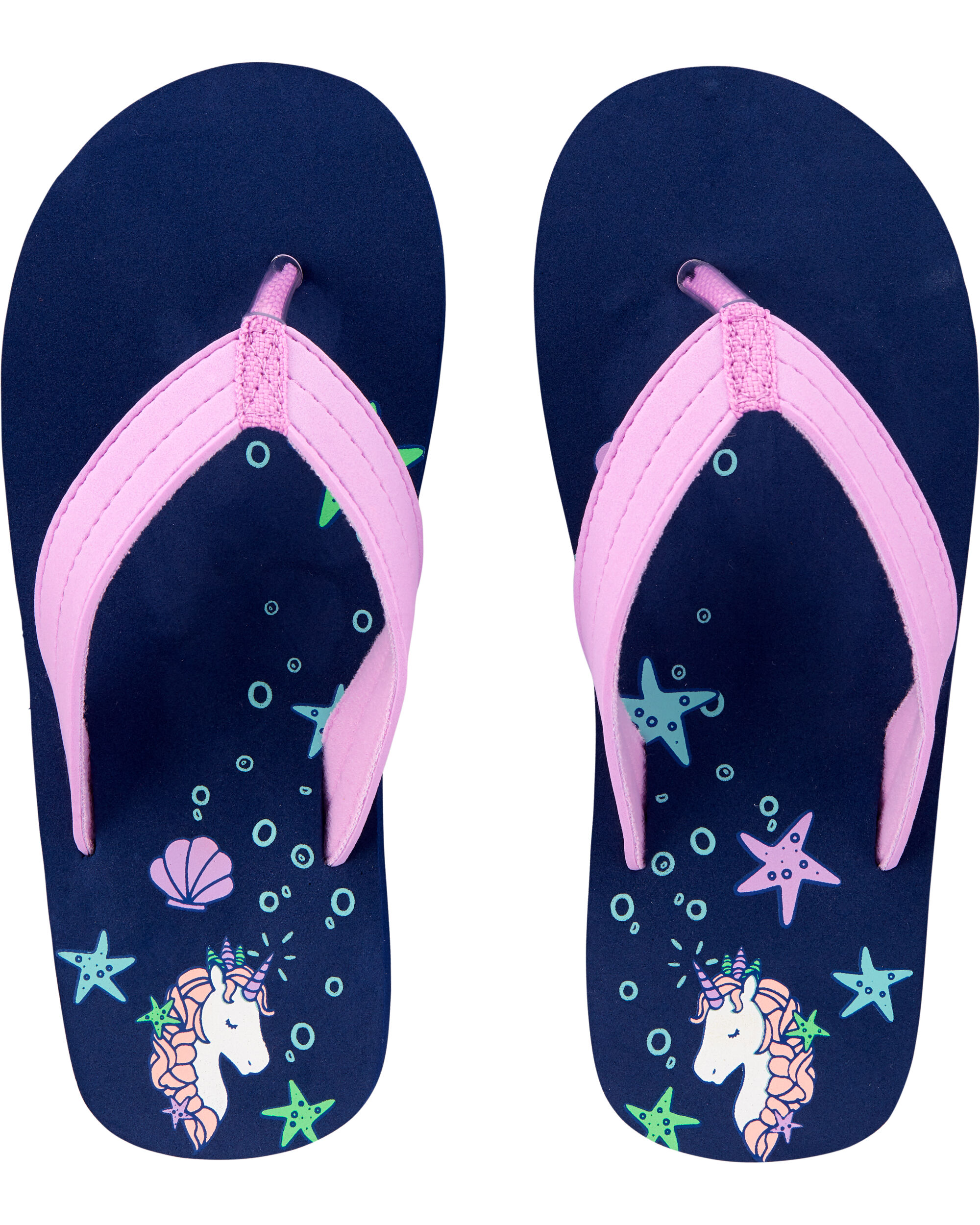 girls unicorn flip flops