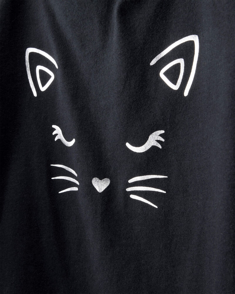Jeune Ensemble 2 pièces t-shirt à chat scintillant et jupe-short à tutu en tulle, image 3 sur 6 diapositives