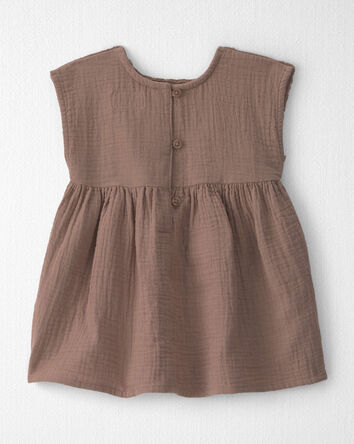 Baby Girl Organic Cotton Gauze Crochet Dress, 