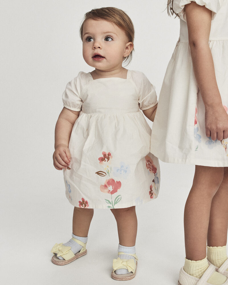 B&eacute;b&eacute; fille - Robe &agrave; manches courtes, motif floral - Cr&egrave;me, image 2 sur 6 diapositives