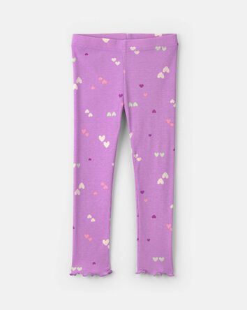 Toute-petit fille - Ensemble 2 pi&egrave;ces haut manches longues en molleton et pantalon &agrave; motif c&oelig;ur &ndash; Mauve/Cr&egrave;me, 