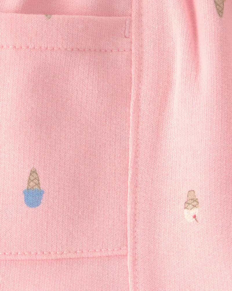 Baby Girl Ice Cream French Terry Shorts - Pink, image 3 of 4 slides