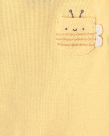 B&eacute;b&eacute; fille - Emballage 4 cache-couches manches longues &agrave; motif abeille - Jaune/Bleu/Ivoire, 