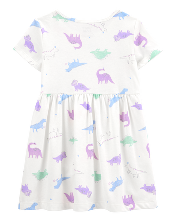 Toddler Dinosaur Print Short-Sleeve Dress, 