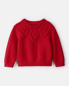 Baby Girl Heart Long-Sleeve Sweater - Red, image 1 of 4 slides