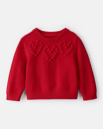 Baby Girl Heart Long-Sleeve Sweater - Red, 
