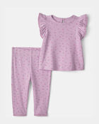 Baby Girl 2-Piece Cherry Short-Sleeve Top & Pant Set - Purple, image 1 of 3 slides