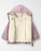 B&eacute;b&eacute; fille - Blouson &agrave; capuchon en molleton teddy recycl&eacute; gaufr&eacute; fait avec du coton biologique, image 2 sur 4 diapositives