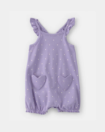 Baby Girl Polka Dots Sleeveless Romper - Purple, 