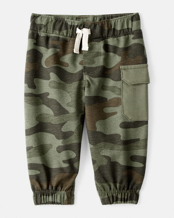 Bébé garçon - Ensemble 2 pièces cache-couche à manches longues et pantalon en coton camouflage de camping – Vert/Beige, 