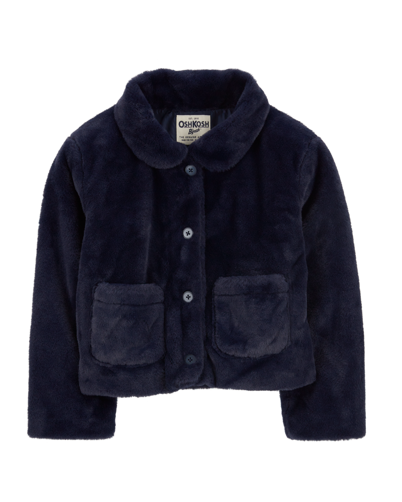 Kids Girls Kid Faux Fur Button Front Jacket 14 OshKosh Bgosh