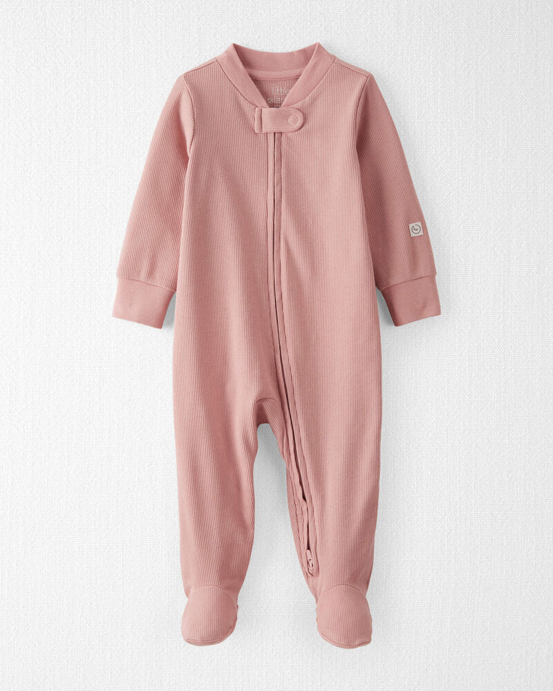 Baby Girl Organic Cotton Sleeper Pyjamas in Pink, image 1 of 4 slides