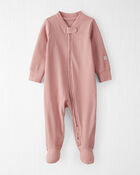 Baby Girl Organic Cotton Sleeper Pyjamas in Pink, image 1 of 4 slides