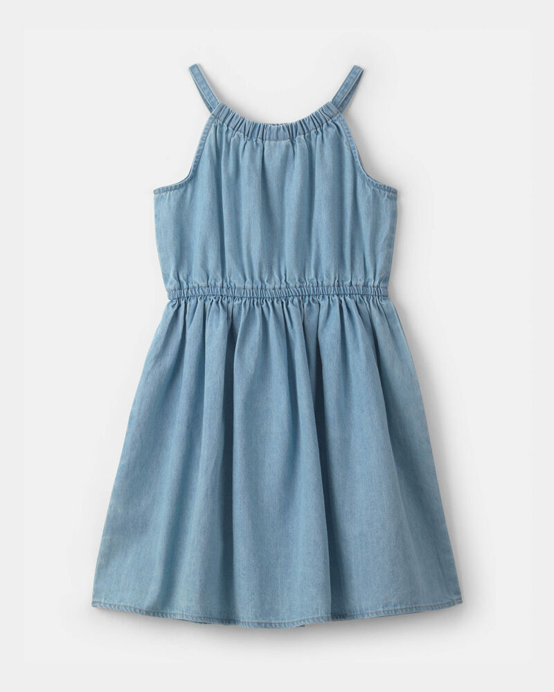Girls Denim Chambray Dress - Light Wash, image 2 of 4 slides