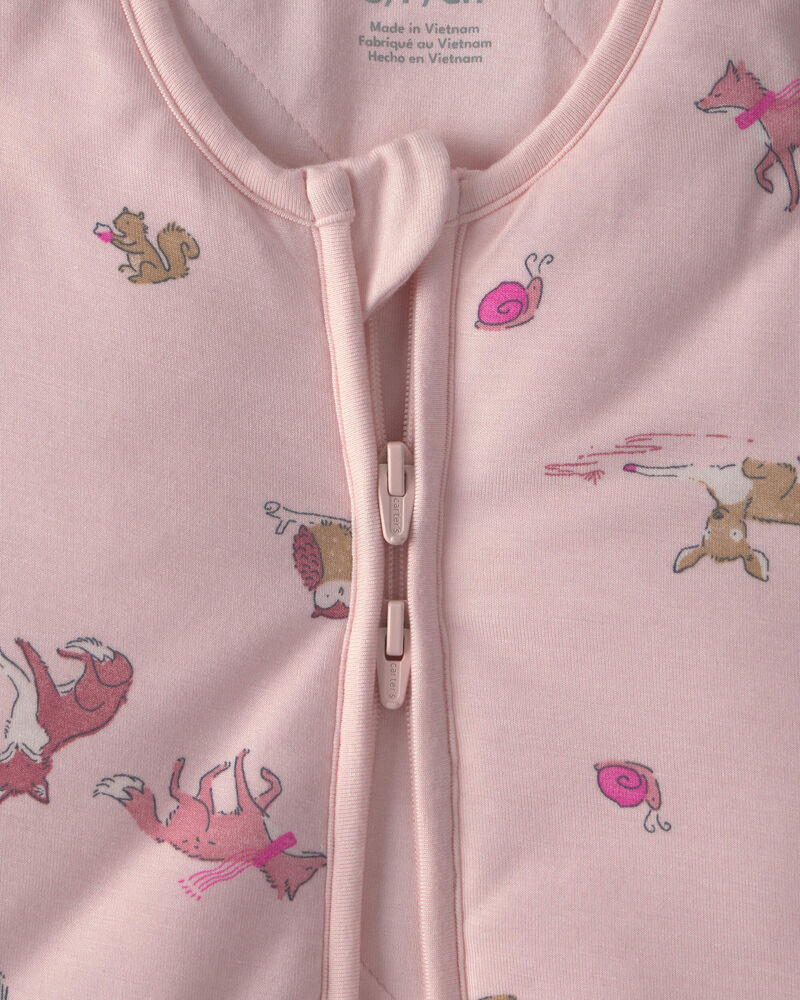Baby Girl Woodland 2-Way Zip PurelySoft&trade; Wearable Blanket - Pink, image 2 of 5 slides