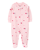 Baby Valentine's Day Heart 2-Way Zip Cotton Sleeper, image 1 of 3 slides
