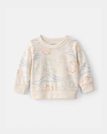 Baby Animal Friends Terry Pullover Sweatshirt - Cream, 