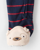 Toddler Boy Striped Loose Fit 1-Piece Pyjamas - Navy, image 3 of 4 slides