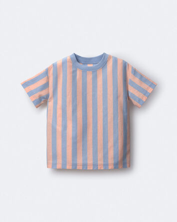 Toddler Boy Relaxed Tee in Stripes - Blue/Pink, 