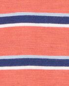 Baby Striped Cotton Short-Sleeve Henley - Orange, image 2 of 3 slides