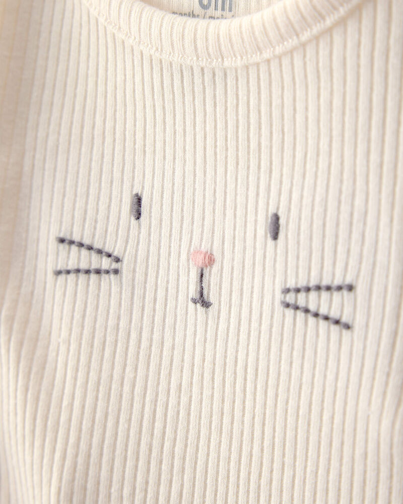 Baby 2-Piece Easter Bunny Rib Tee & Pant Set - Cream, image 2 of 5 slides