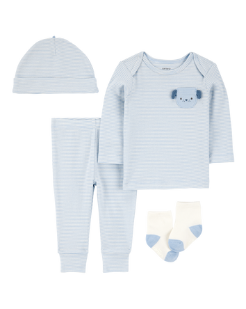 Baby 4-Piece Puppy Print Outfit Set, 