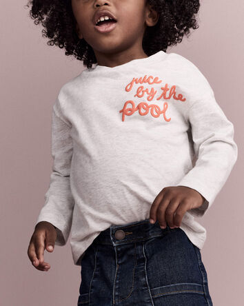 Tout-petit - T-shirt &agrave; manches longues &agrave; imprim&eacute; &laquo;Juice By The Pool&raquo; - Gris chin&eacute;, 